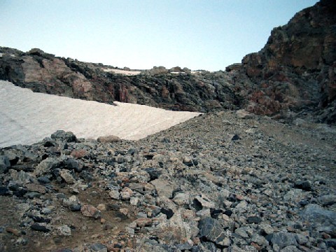 Glacier in a rock meadow